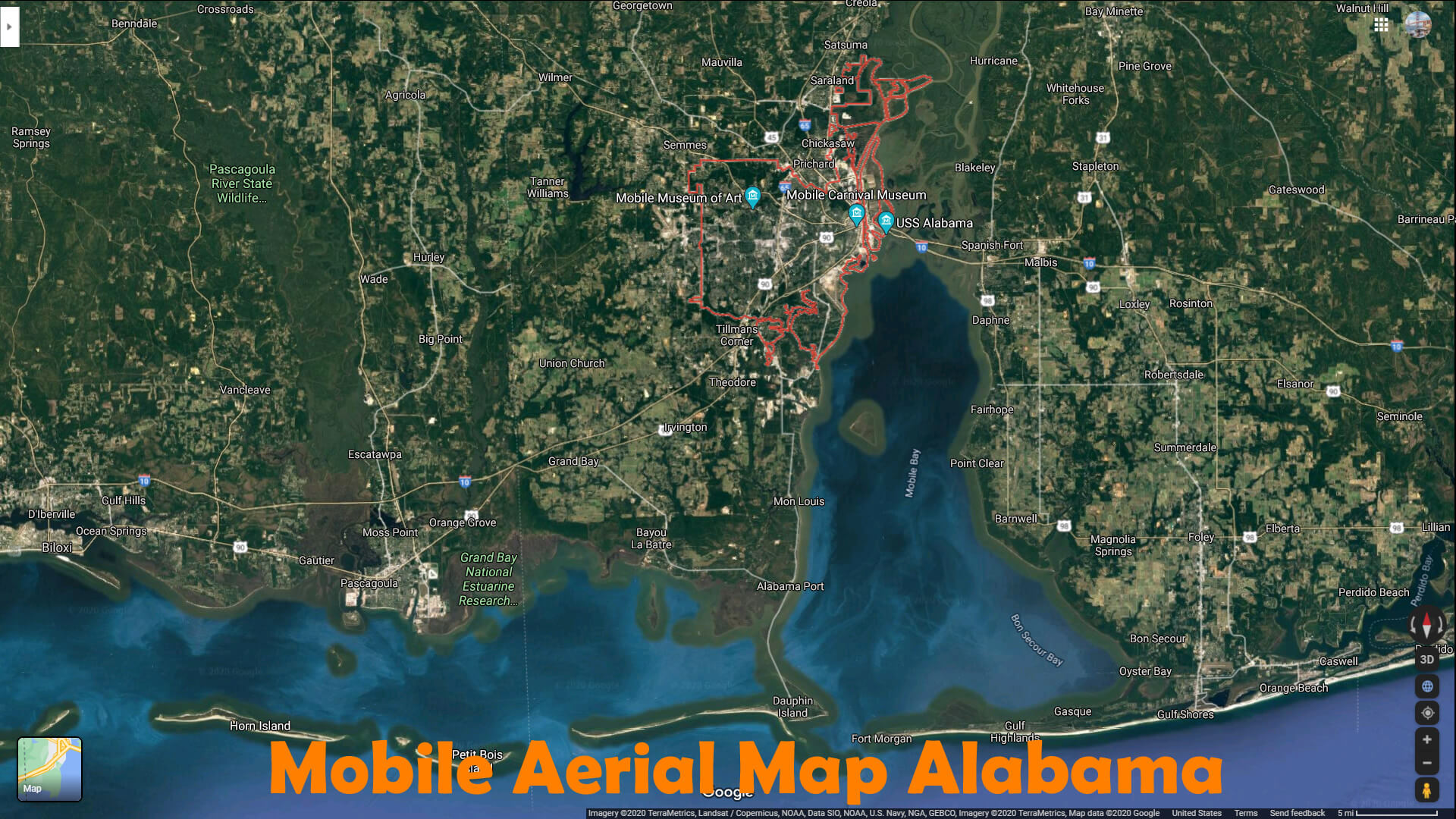 Mobile Aerien Carte Alabama